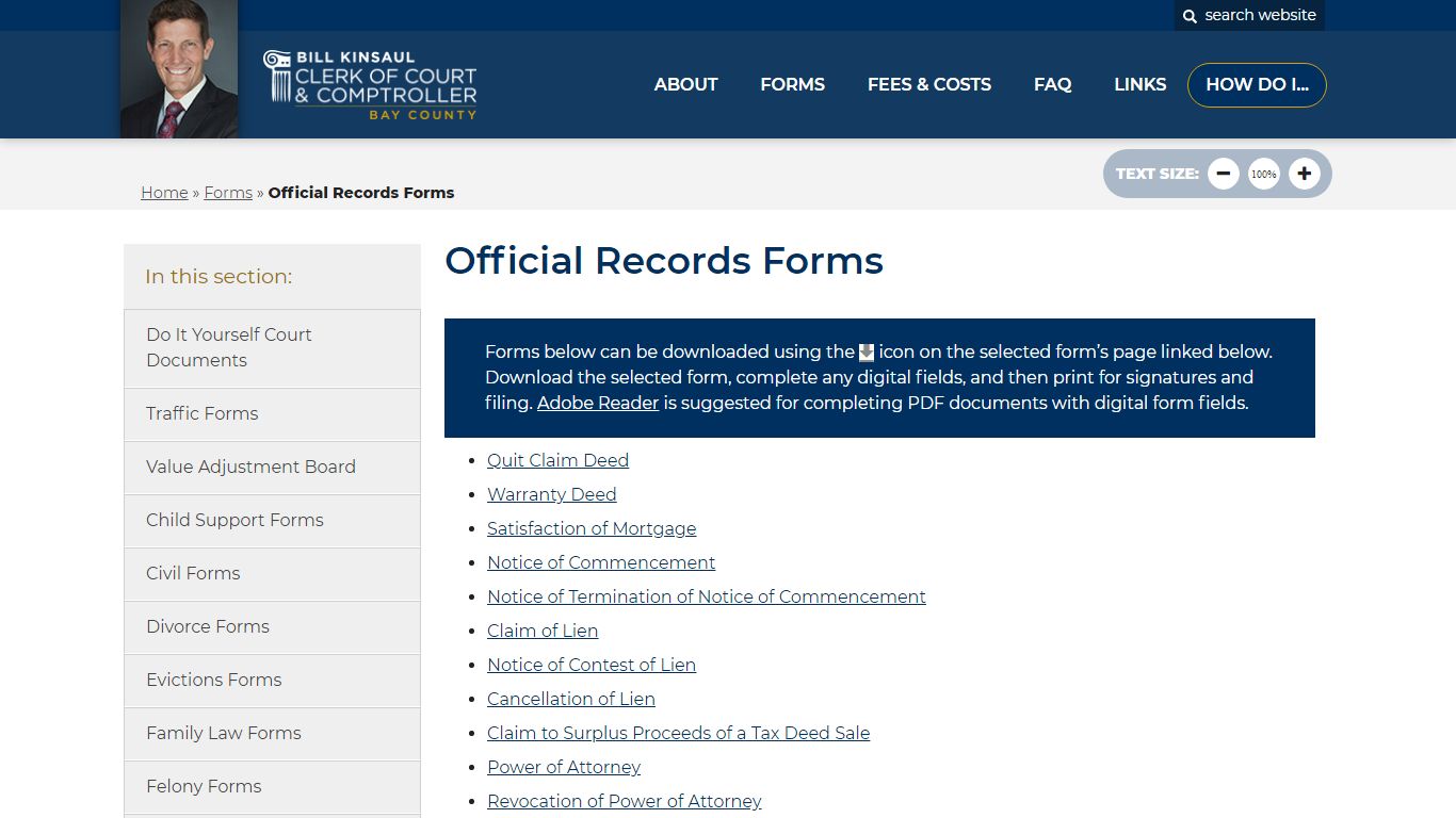 Official Records Forms - Bay County Clerk of Court
